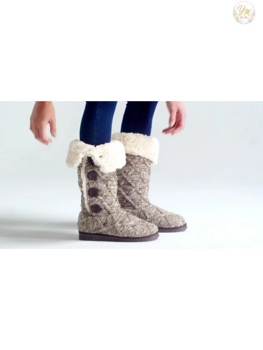 MUK LUKS Malena Mid-Calf Knit Boots with Faux Fur